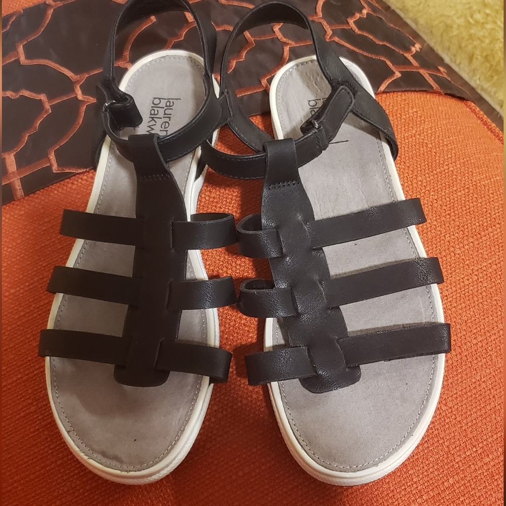 Lovely Lauren Blackwell Black Strappy Sandals. Size 9.5 NEW